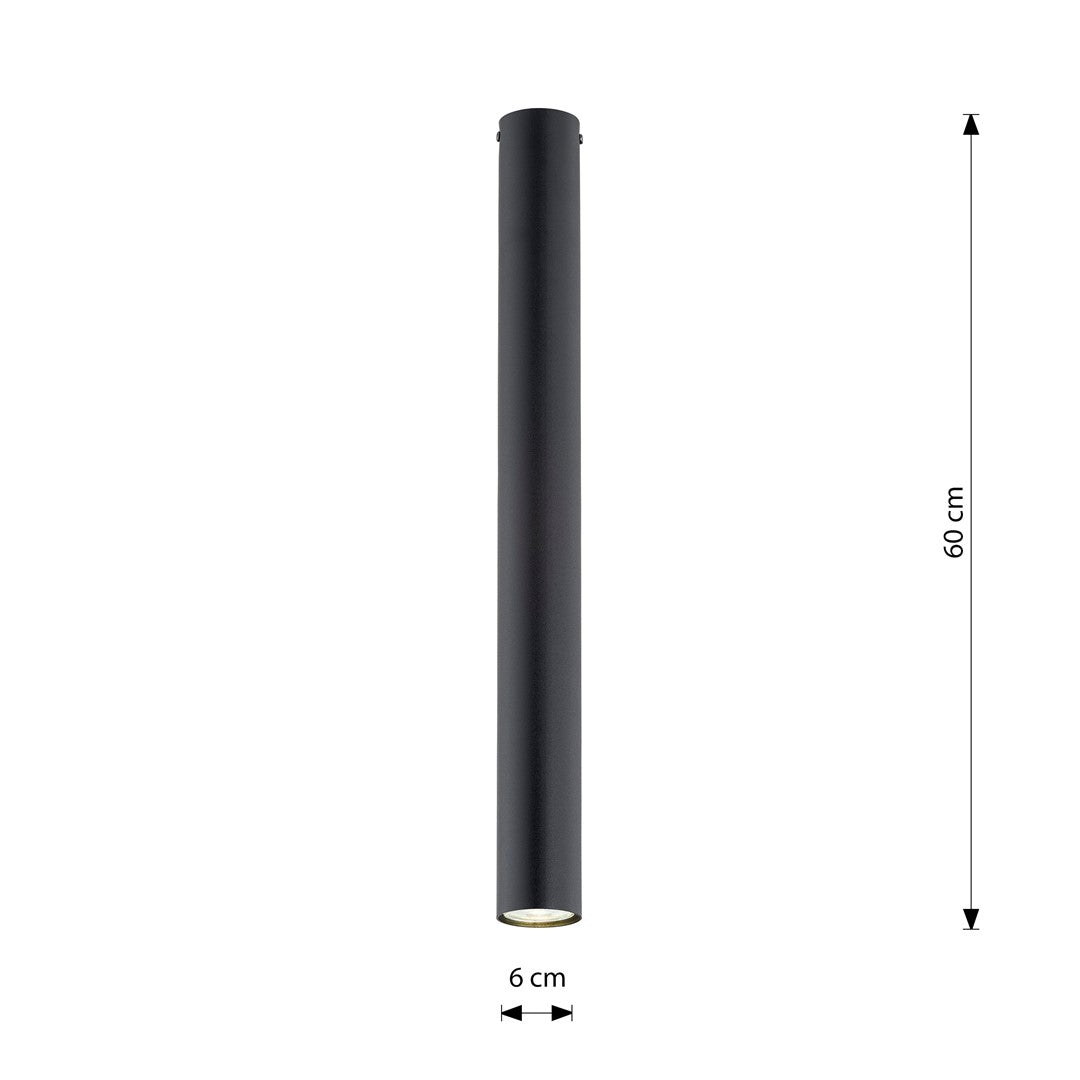 Plafondlamp gepoedercoat staal minimalistisch Tecno 1xl zwart, 1 GU10-fitting voor woonkamer, keuken en gang
