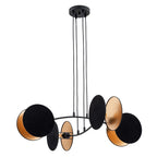 Hanglamp gepoedercoat staal Motif 4 zwart goud, stoffen kappen Ø 20 cm, 4 x E27, eettafel