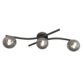 Plafondlamp gepoedercoat staal en glas Opus modern, zwart met grafiet kapjes, 60 x 20 cm, 3 fittingen E14