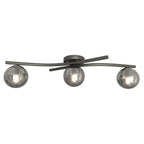 Plafondlamp gepoedercoat staal en glas Opus modern, zwart met grafiet kapjes, 60 x 20 cm, 3 fittingen E14