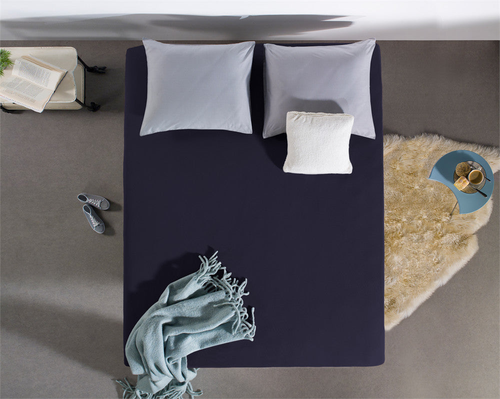 Hoeslaken dubbel jersey katoen marineblauw 140 x 200/220 cm, voor boxspring en matras