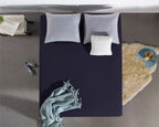 Hoeslaken dubbel jersey katoen marineblauw 140 x 200/220 cm, voor boxspring en matras