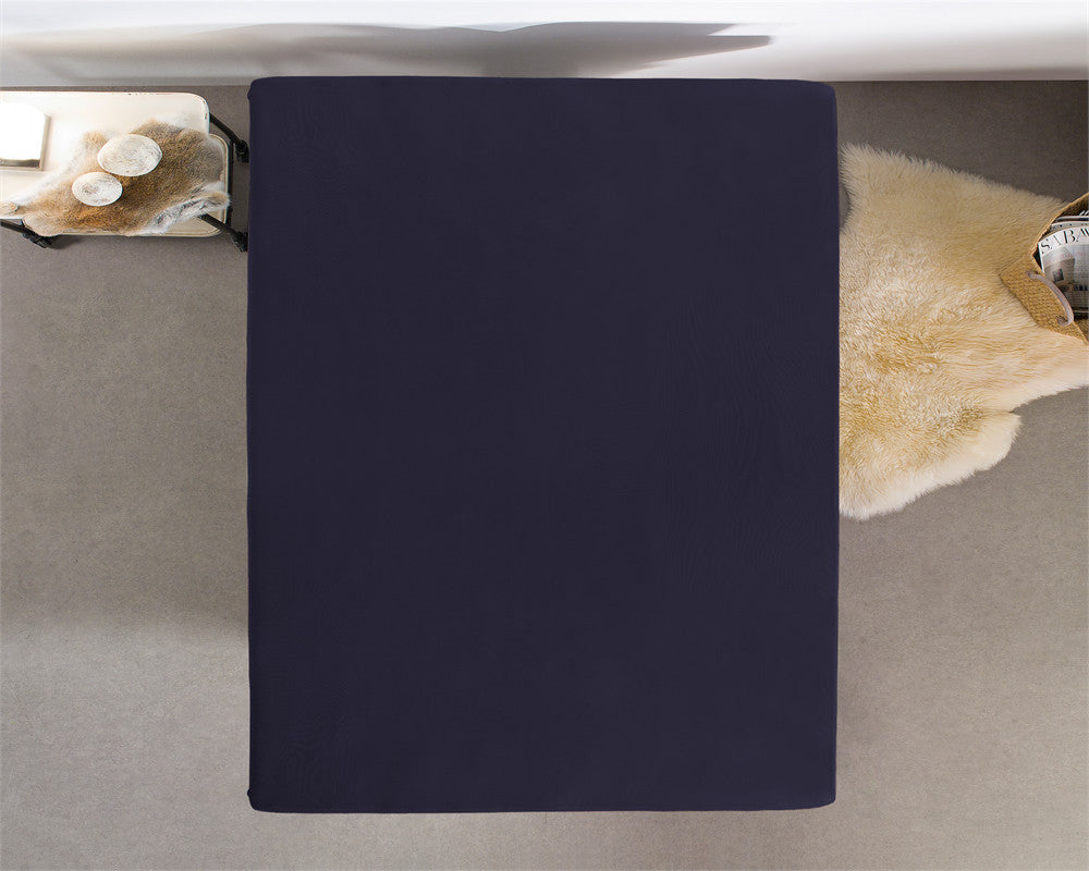 Hoeslaken dubbel jersey katoen marineblauw 140 x 200/220 cm, voor boxspring en matras