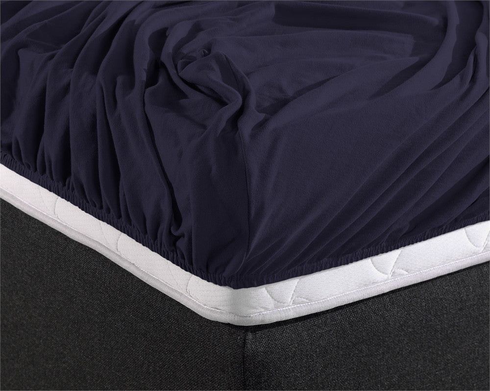 Hoeslaken dubbel jersey katoen marineblauw 140 x 200/220 cm, voor boxspring en matras