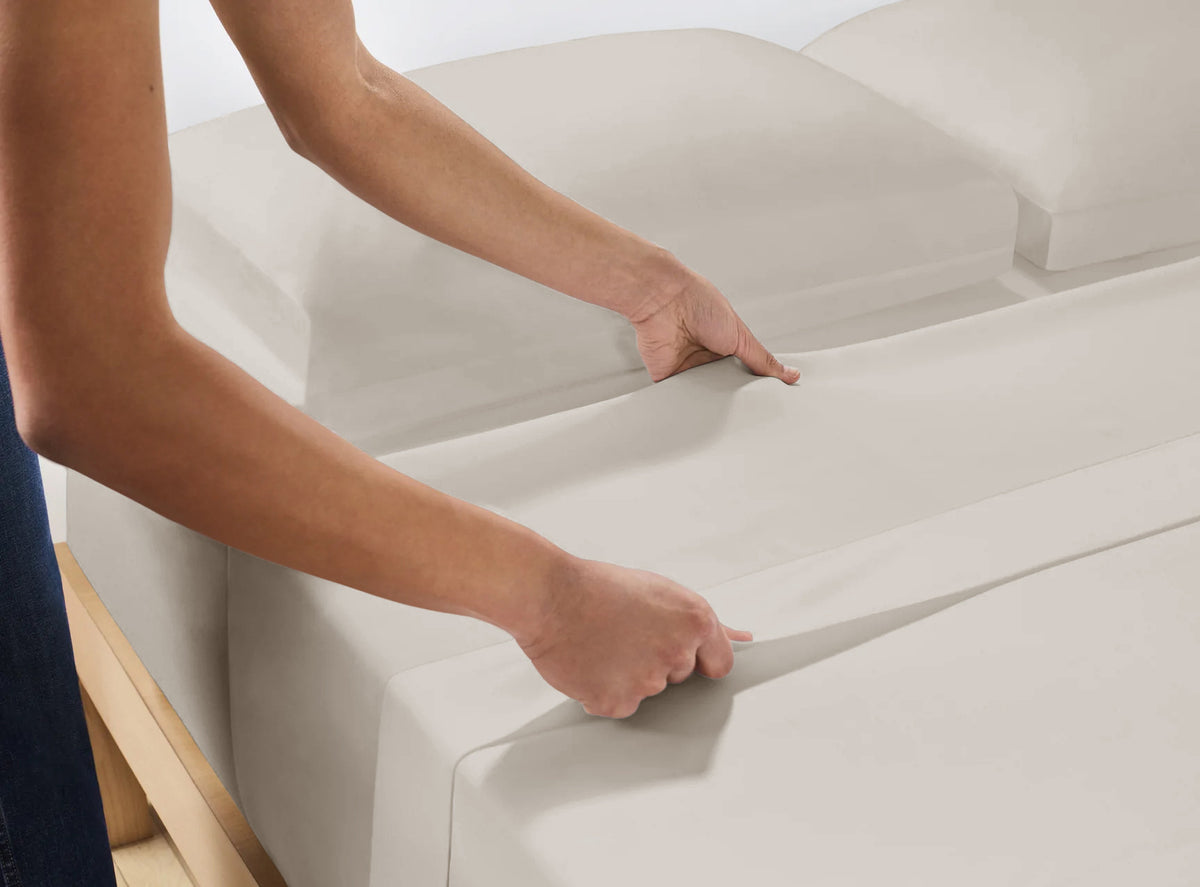 Laken katoen T144 crème 250 x 260 cm, zacht, ademend en vochtabsorberend