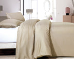 Dekbedovertrek micropercal geëmbosseerd taupe 240 x 220 cm, met 2 kussenslopen 60 x 70 cm
