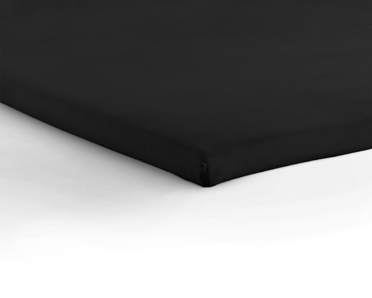 Topperhoeslaken katoen jersey stretch zwart 190/200 x 200/220 cm, hoekhoogte 15 cm voor topdekmatrassen