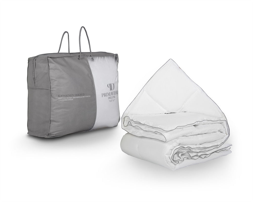 Dekbed percale katoen wit 240 x 220 cm, warmteklasse 2, 400 g/m² vulling, carré gestikt