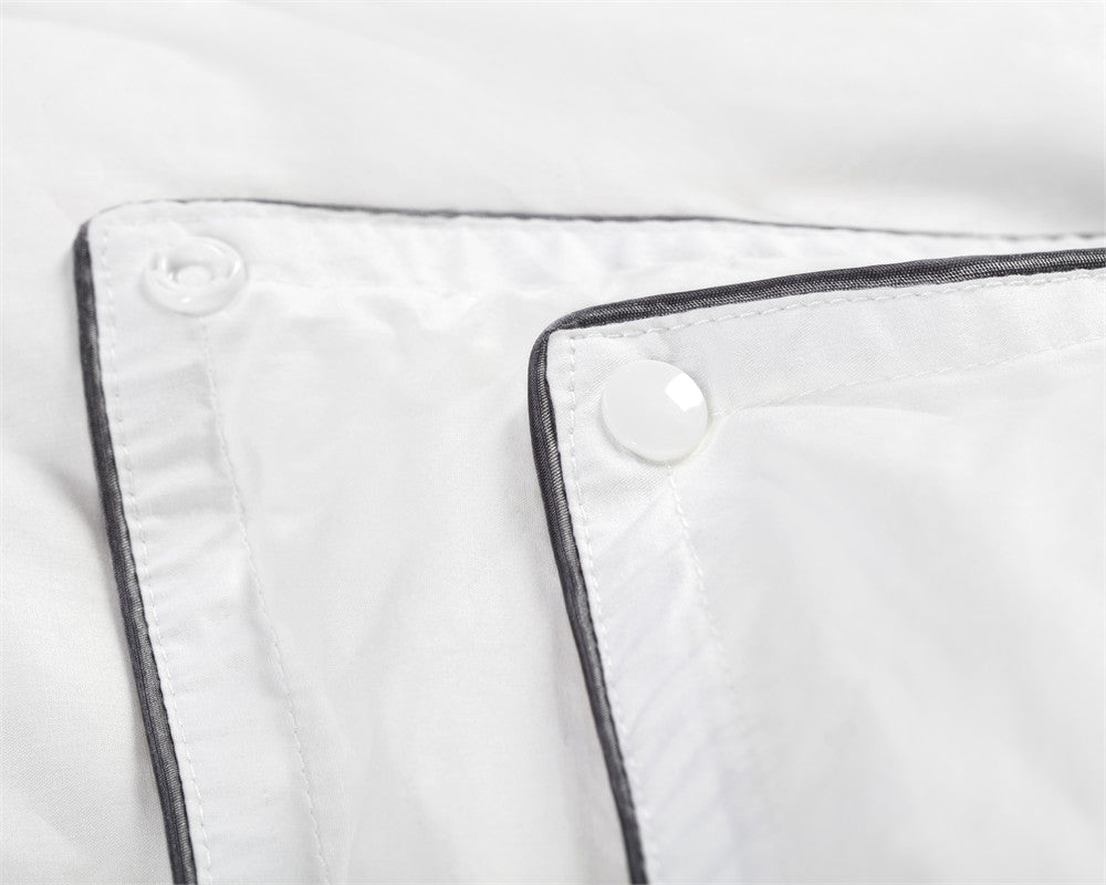 Dekbed 4-seizoenen percale katoen wit 140 x 200 cm, met drukknopen en opstaande rand