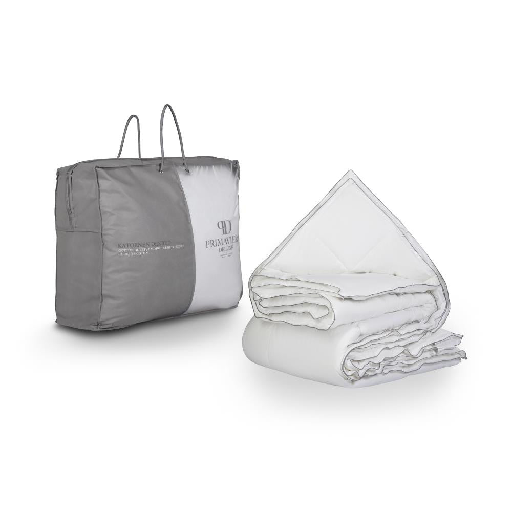 Dekbed 4-seizoenen percale katoen wit 140 x 200 cm, met drukknopen en opstaande rand