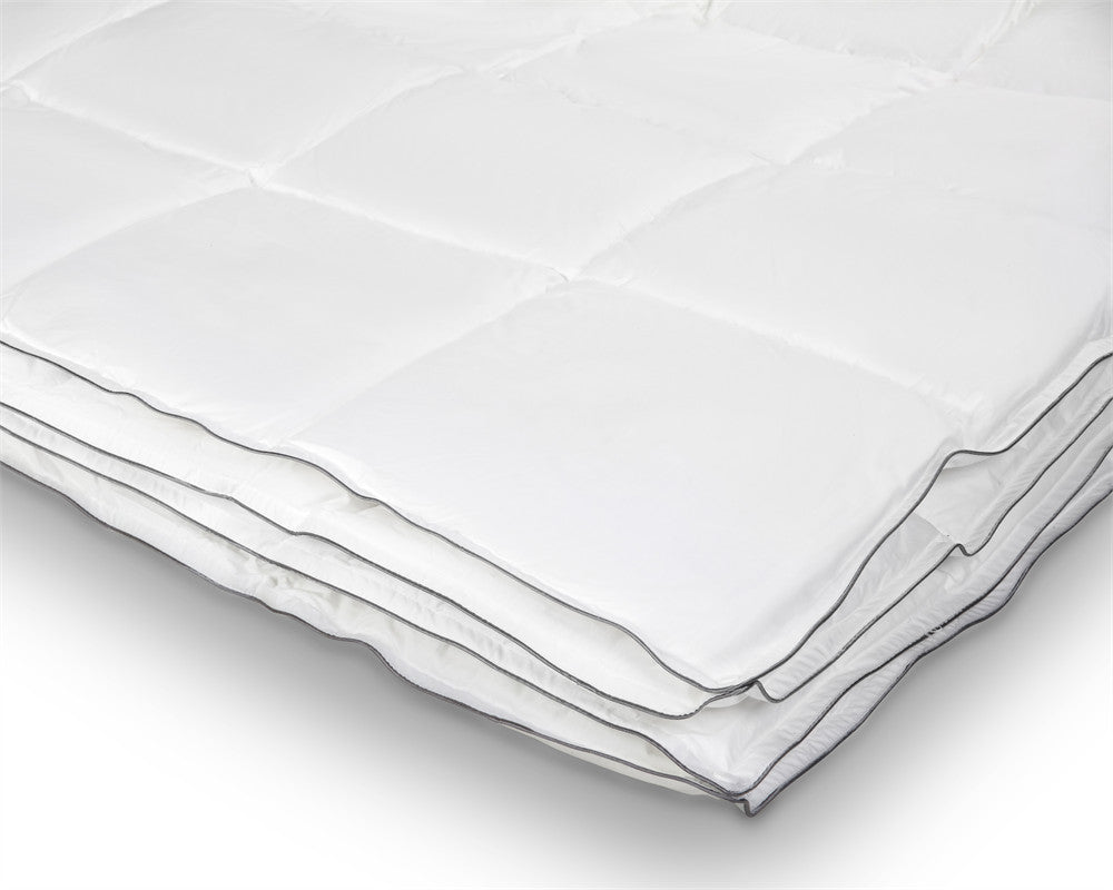 Dekbed 4-seizoenen percale katoen wit 140 x 220 cm, met drukknopen, zomer- en herfstdeel