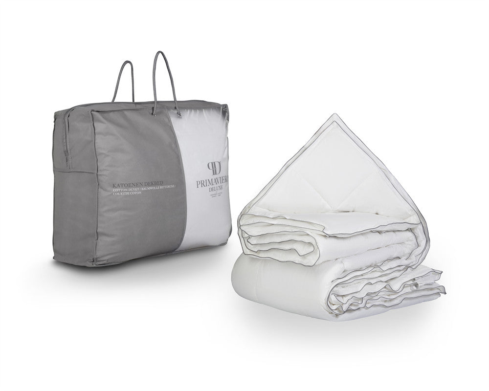 Dekbed 4-seizoenen percale katoen wit 140 x 220 cm, met drukknopen, zomer- en herfstdeel