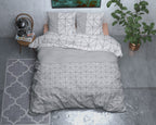 Dekbedovertrek flanel grijs geometrisch, Gino 240 x 220 cm, met 2 kussenslopen 60 x 70 cm
