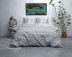 Dekbedovertrek flanel grijs geometrisch, Gino 240 x 220 cm, met 2 kussenslopen 60 x 70 cm