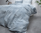 Dekbedovertrek flanel katoen gewassen blauw 140 x 220 cm, kussenslopen 60 x 70 cm