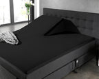 Splittopper hoeslaken katoen percal zwart 200 x 220 cm, hoekhoogte 15 cm, voor boxspring en matras