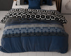 Dekbedovertrek micropercal katoen marineblauw met grafische print 240 x 220 cm, met 2 kussenslopen 60 x 70 cm