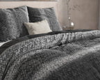 Dekbedovertrek flanel antraciet verloop gebreid motief 200 x 220 cm, met 2 kussenslopen 60 x 70 cm