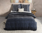 Dekbedovertrek flanel katoen gebreid kleurverloop blauw 200 x 220 cm, met 2 kussenslopen 60 x 70 cm