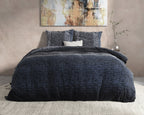 Dekbedovertrek flanel katoen gebreid kleurverloop blauw 200 x 220 cm, met 2 kussenslopen 60 x 70 cm