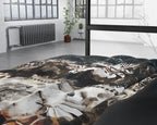 Dekbedovertrek katoensatijn Aluna meerkleurig bloemen- en dierenprint 200 x 220 cm, met 2 kussenslopen 60 x 70 cm
