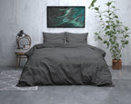 Dekbedovertrek flanel katoenmix antraciet 140 x 220 cm, met 1 kussensloop 60 x 70 cm, slaapkamer