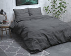 Dekbedovertrek flanel katoenmix antraciet 140 x 220 cm, met 1 kussensloop 60 x 70 cm, slaapkamer