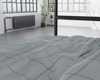 Dekbedovertrek katoensatijn Diepe ruit grijs 240 x 220 cm, met kussenslopen 60 x 70 cm, slaapkamer
