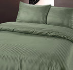 Dekbedovertrek micropercal geëmbosseerd hotelstrepen groen 240 x 220 cm, met 2 kussenslopen 60 x 70 cm