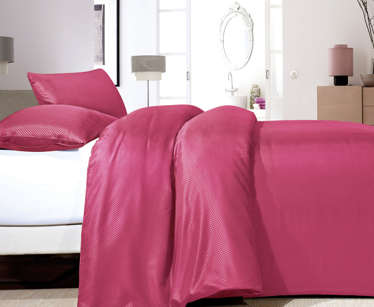 Dekbedovertrek micropercal geëmbosseerd roze 200 x 220 cm, met 2 kussenslopen 60 x 70 cm