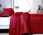 Dekbedovertrek micropercal geëmbosseerd Satin Point rood 140 x 220 cm, met kussensloop 60 x 70 cm