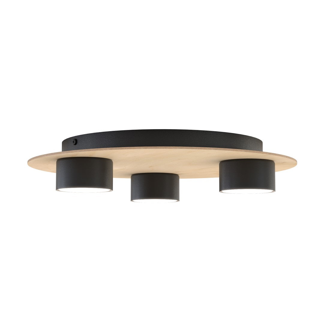 Plafondlamp gepoedercoat staal Scandinavisch Pixo 3 zwart, met 3 fittingen, voor woonkamer, slaapkamer en kantoor