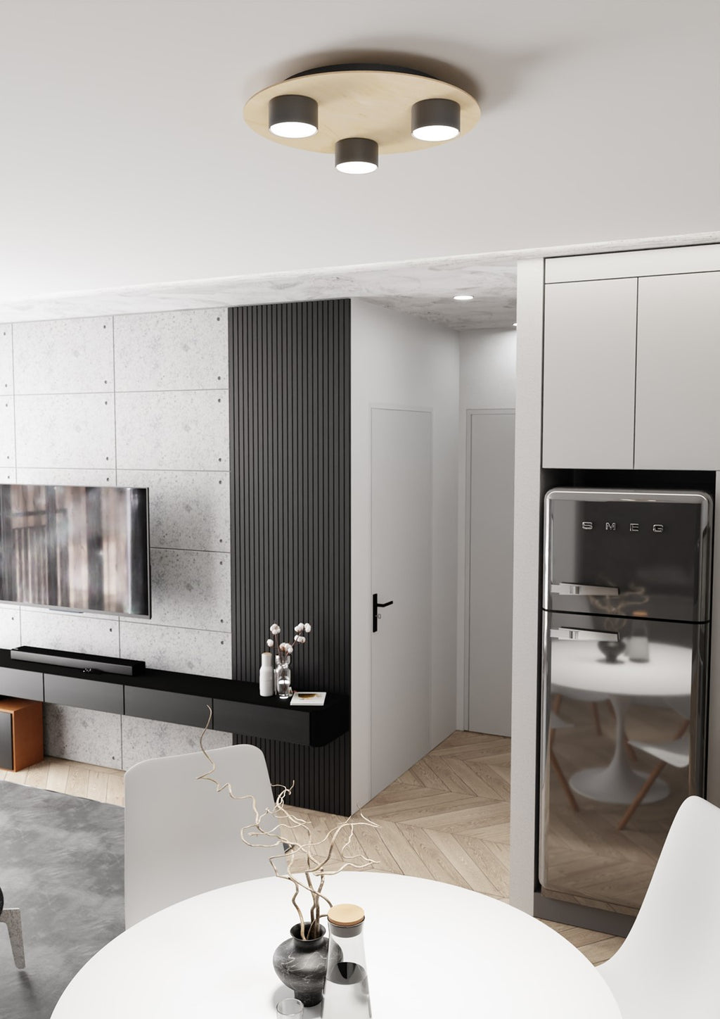 Plafondlamp gepoedercoat staal Scandinavisch Pixo 3 zwart, met 3 fittingen, voor woonkamer, slaapkamer en kantoor
