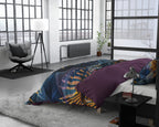 Dekbedovertrek katoensatijn Wild Marina marineblauw 140 x 220 cm, met 1 kussensloop 60 x 70 cm