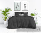 Dekbedovertrek katoen stonewashed antraciet 140 x 220 cm, met kussensloop 60 x 70 cm