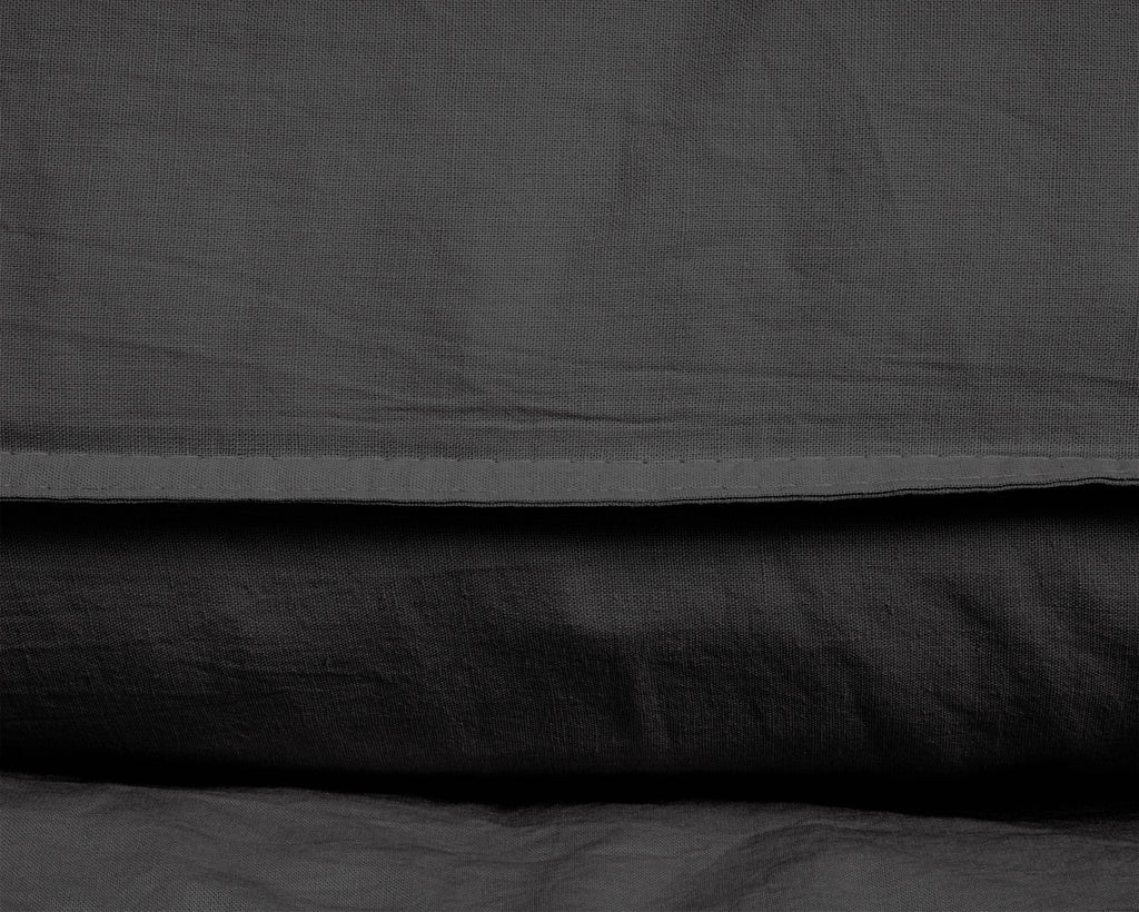 Dekbedovertrek katoen stonewashed antraciet 200 x 220 cm, met 2 kussenslopen 60 x 70 cm