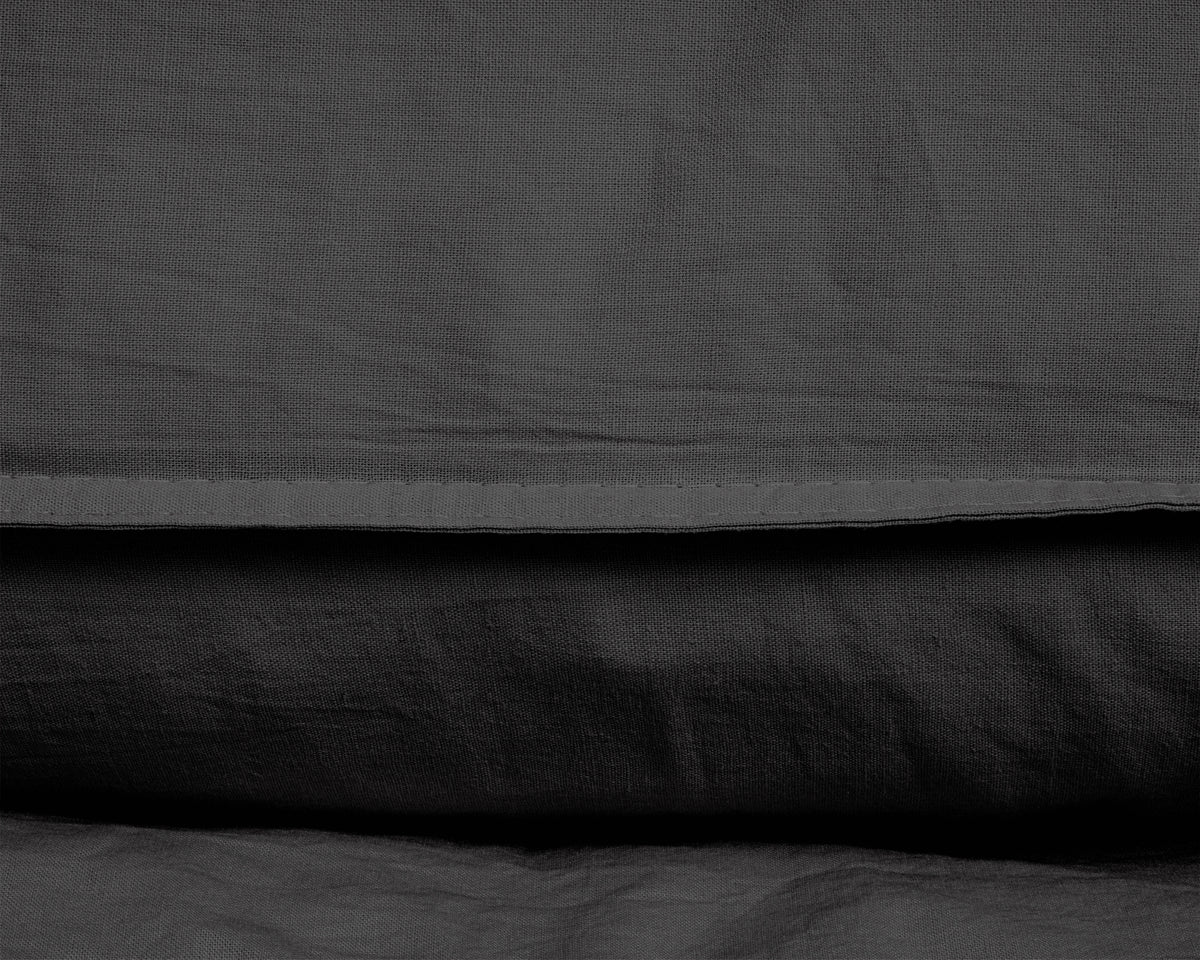Dekbedovertrek katoen stonewashed antraciet 200 x 220 cm, met 2 kussenslopen 60 x 70 cm