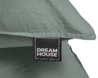 Dekbedovertrek katoen stonewashed groen 140 x 220 cm, met kussenslopen 60 x 70 cm