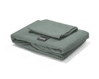 Dekbedovertrek katoen stonewashed groen 140 x 220 cm, met kussenslopen 60 x 70 cm