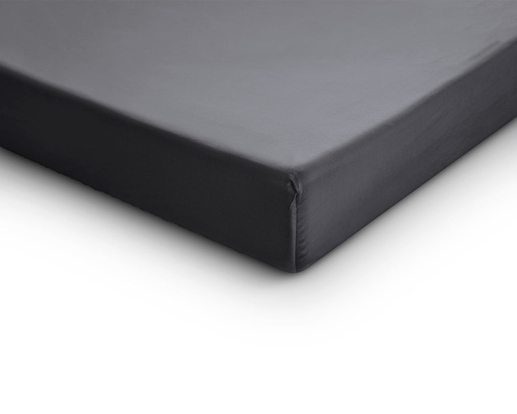 Hoeslaken katoensatijn antraciet 180 x 210 cm, hoekhoogte 30 cm, voor matrassen tot 30 cm