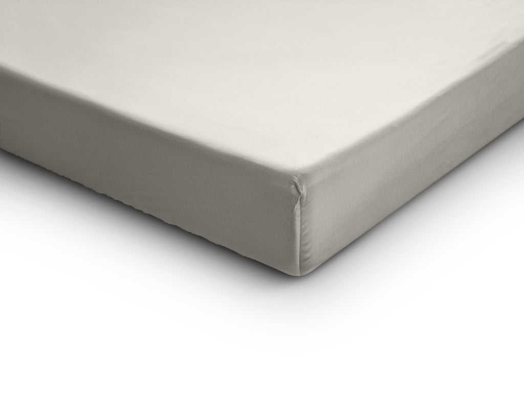 Hoeslaken katoensatijn T210 crème 90 x 200 cm, hoekhoogte 30 cm, zacht met lichte glans