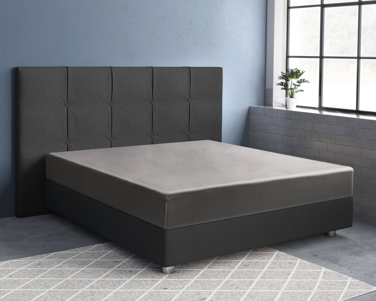 Hoeslaken katoensatijn grijs 120 x 200 cm, hoekhoogte 30 cm, zacht en ademend voor de slaapkamer