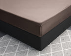 Hoeslaken katoensatijn taupe 120 x 200 cm, hoekhoogte 30 cm, glad en ademend voor de slaapkamer