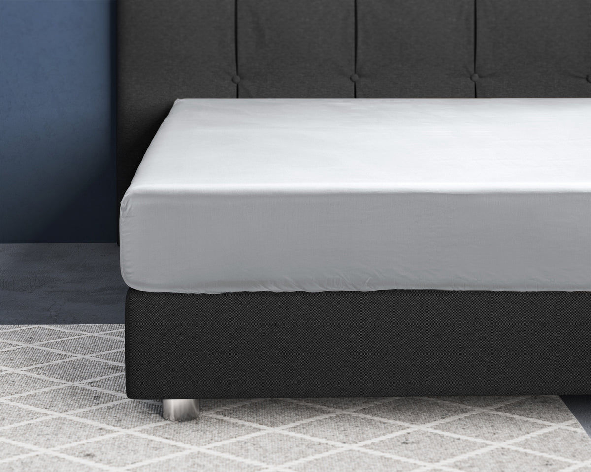 Hoeslaken katoensatijn wit 70 x 200 cm, hoekhoogte 30 cm, zacht en licht glanzend
