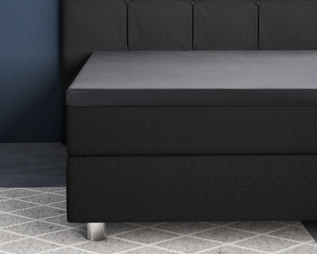 Hoeslaken topper katoensatijn T210 antraciet 140 x 200 cm, hoekhoogte 15 cm, slaapkamer