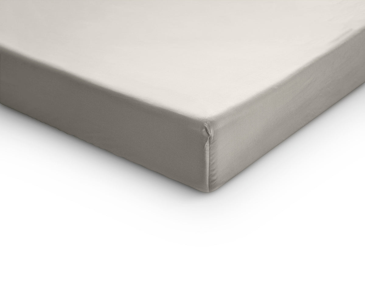Topper hoeslaken katoensatijn crème 180 x 200 cm, T210, anti-huisstofmijt, voor matrassen tot 30 cm
