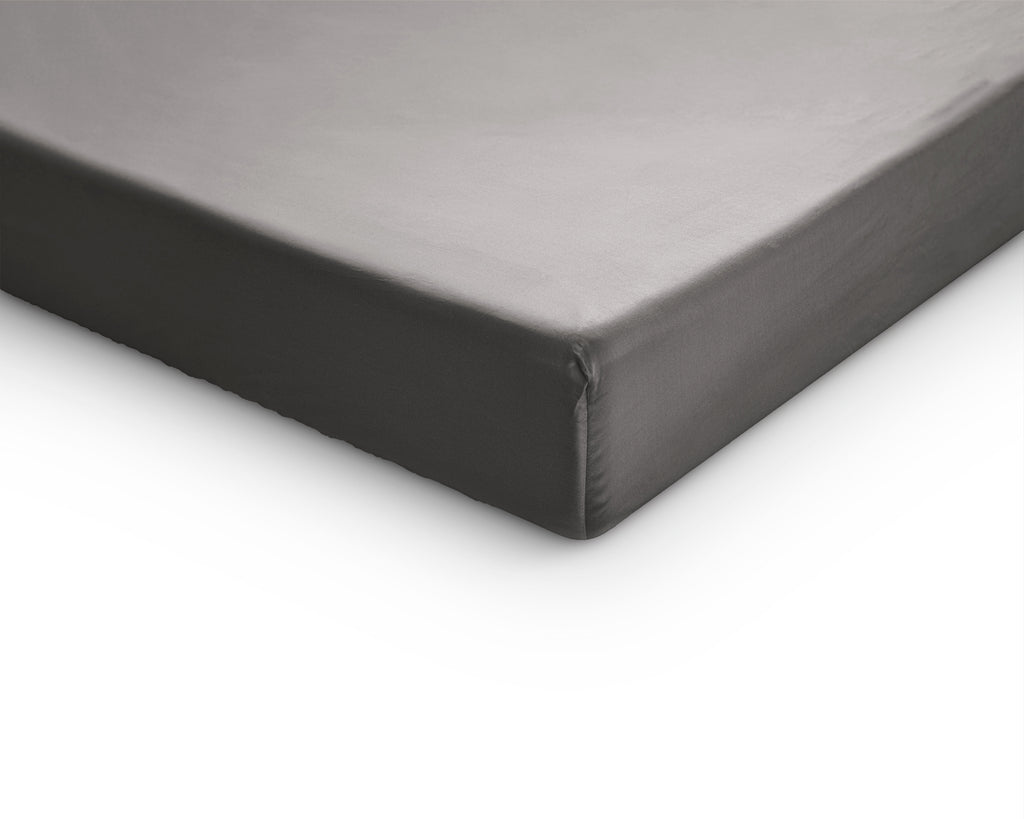 Hoeslaken topper katoensatijn T210 grijs 140 x 200 cm, hoekhoogte 15 cm, anti-huisstofmijt