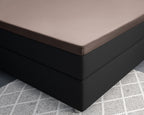 Topper hoeslaken katoensatijn taupe 160 x 220 cm, glad en licht glanzend voor de slaapkamer