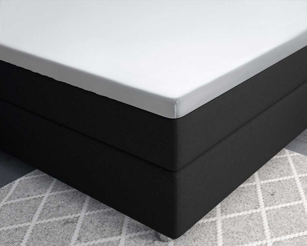 Hoeslaken katoensatijn wit 90 x 220 cm, voor topper, T210, reactief gewassen, slaapkamer