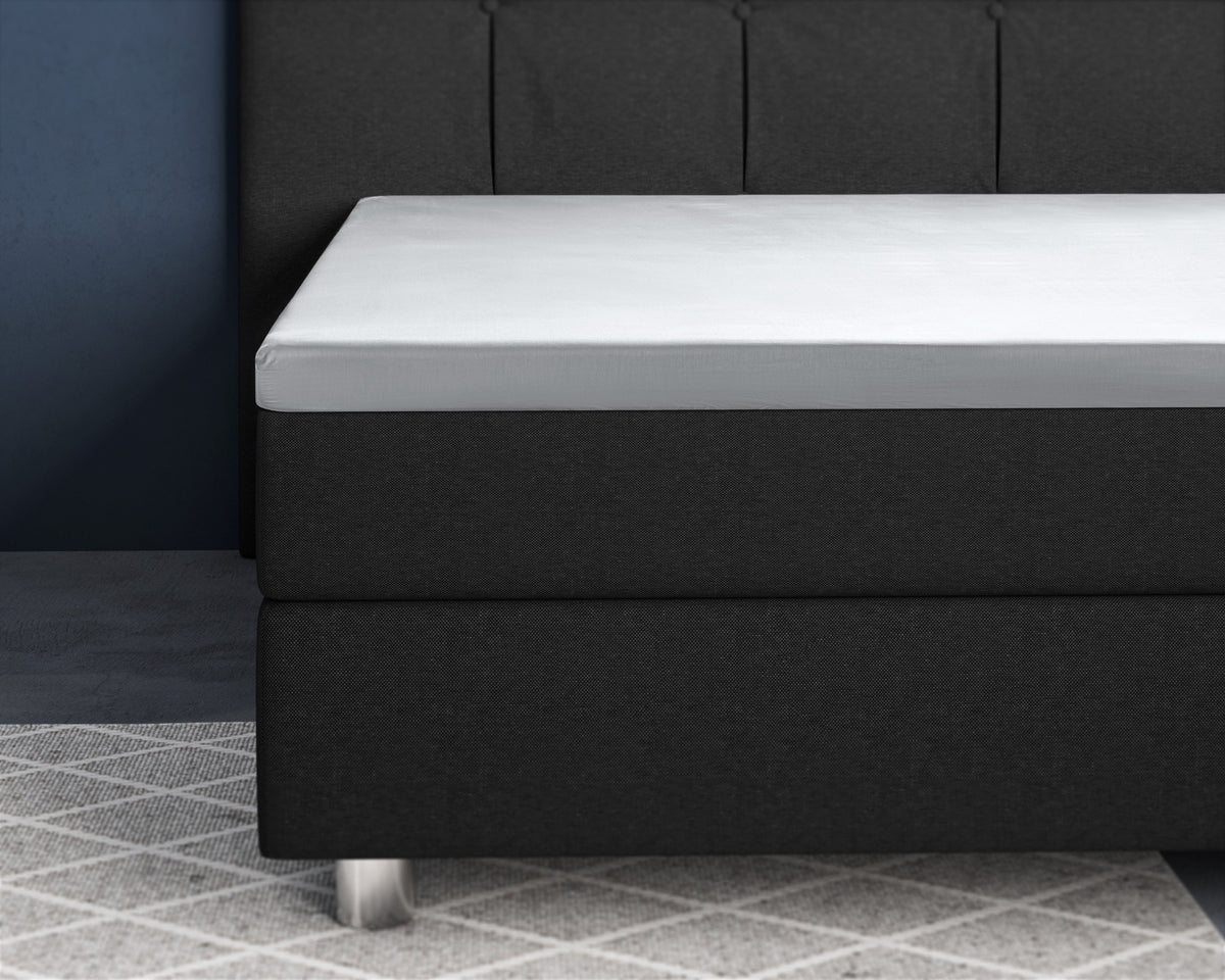 Topper hoeslaken katoensatijn wit 160 x 220 cm, T210, anti-huisstofmijt en antiallergisch